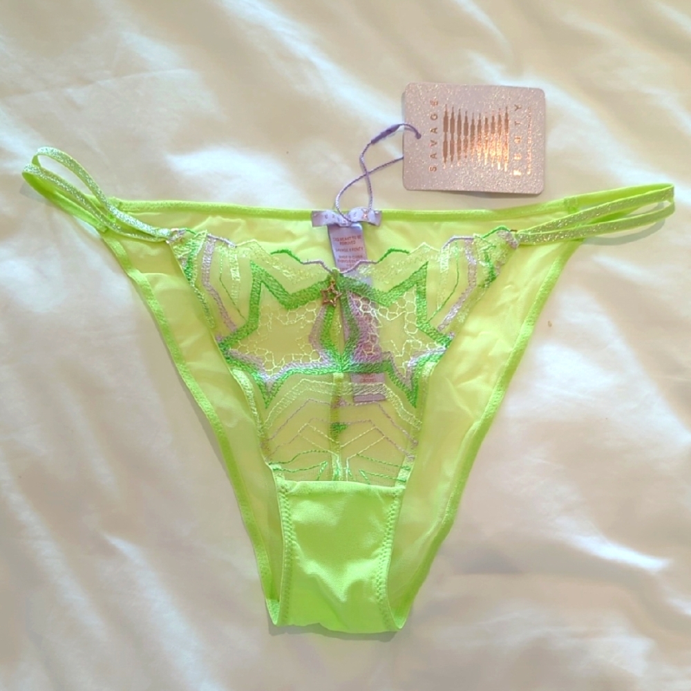 Savage X Fenty Neon Green Lace Thong